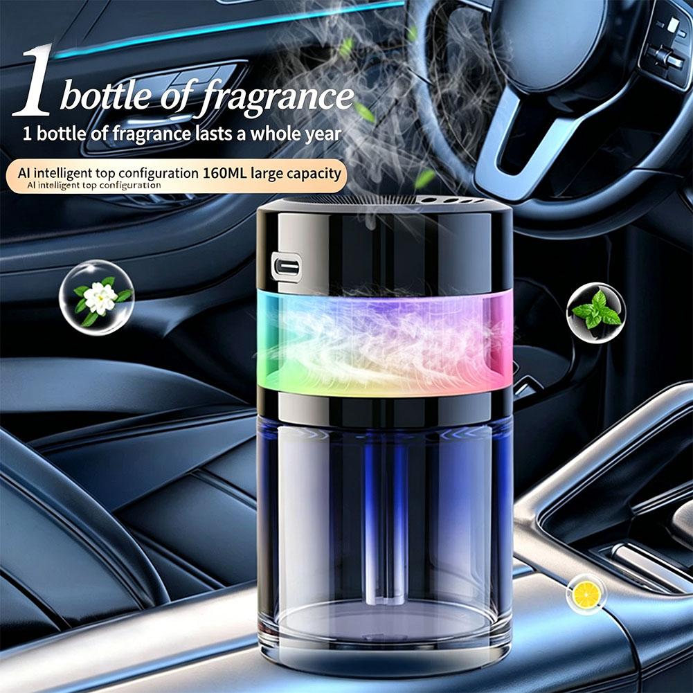 Smart Car Air Freshener AI Auto On/Off Aromatherapy Diffuser with Starry Sky Projection 3 Mist Modes Rechargeable Car Fragrance