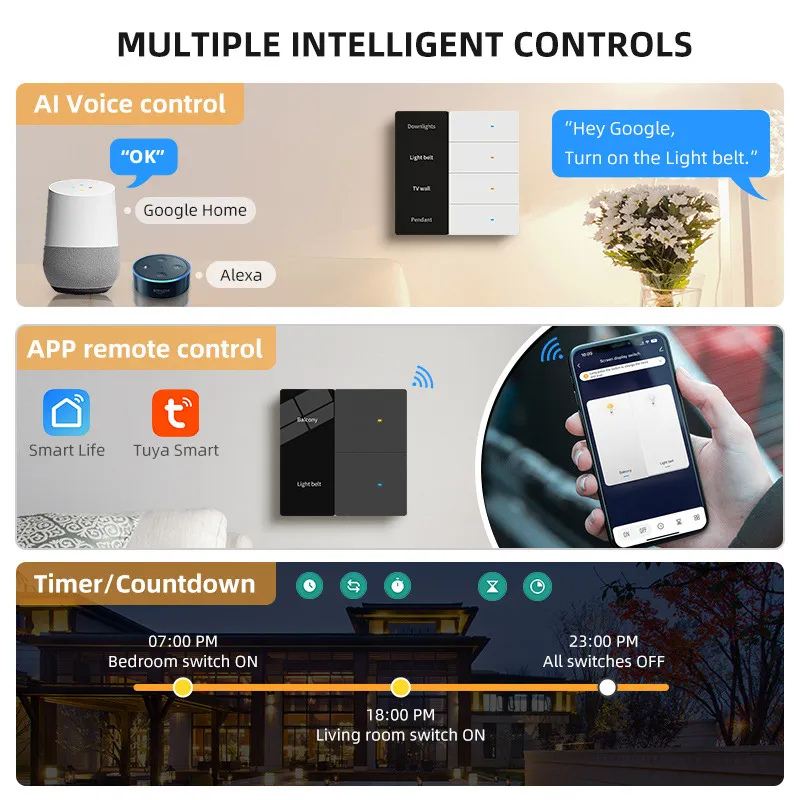Tuya Smart Life Zigbee Smart LED Display Switch Supports Multi Language Settings APP Remote Control AI Voice Control AC100-240V - Image 4