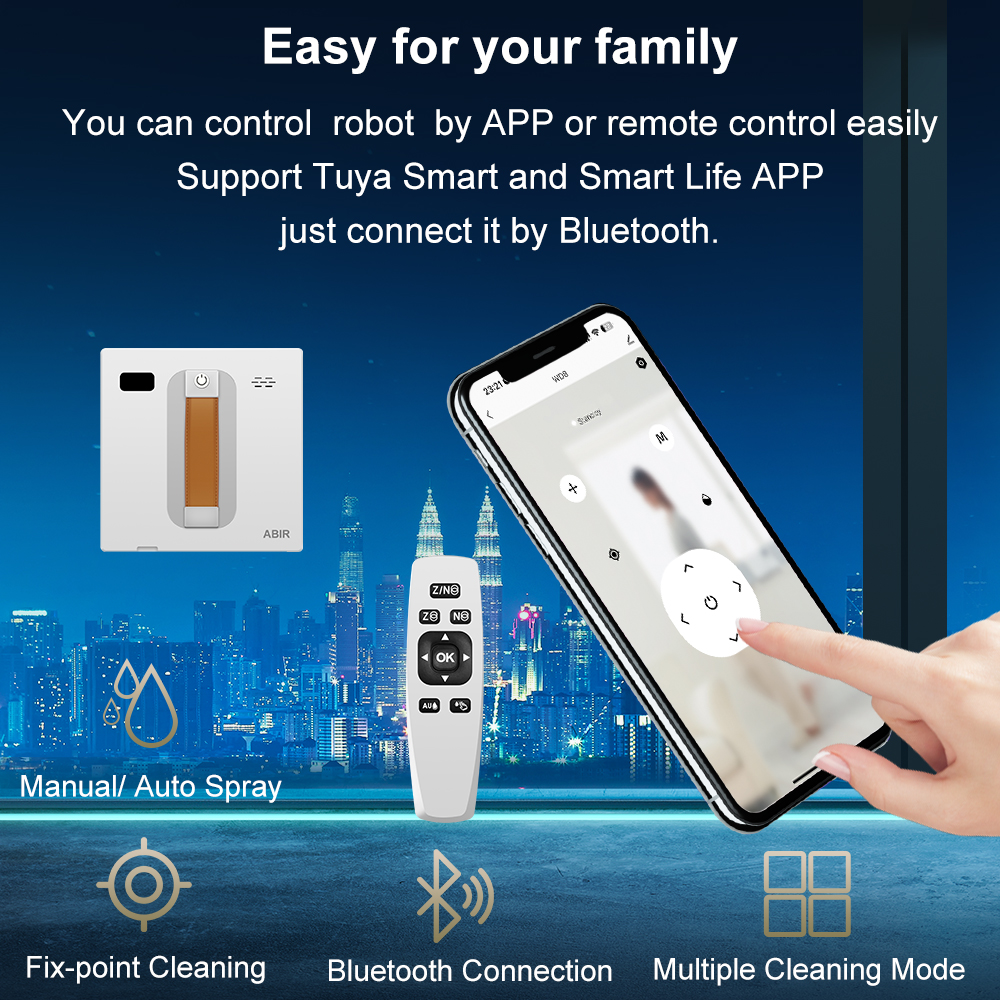 Window Vacuum Robot Cleaner ABIR WD8, Dual Ultrasonic Spray, AI intelligent Wiping, Updated Laser, Smart Home Glass Wall Washing