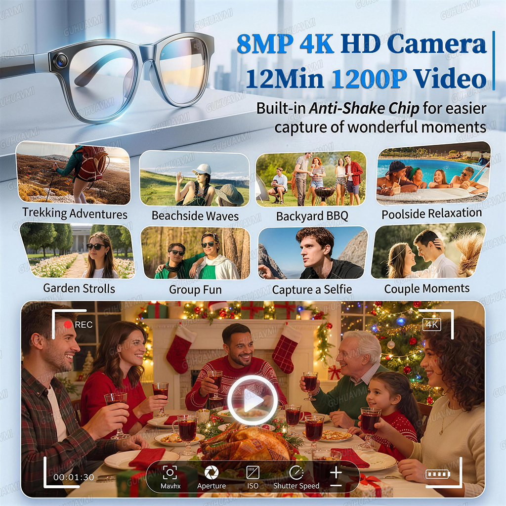 2026 New 8MP 4K HD Camera AI Glasses Men 3600mAh Power Bank 32G Memory 160+ Translation Glasses Waterproof Smart Sunglasses Women - Image 6