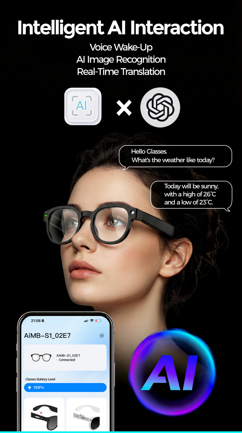 4K HD AI Camera Glasses 800MP Photochromic Multifunctional Smart Glasses Bluetooth Calling Photo Video ChatGPT Music Translation - Image 3