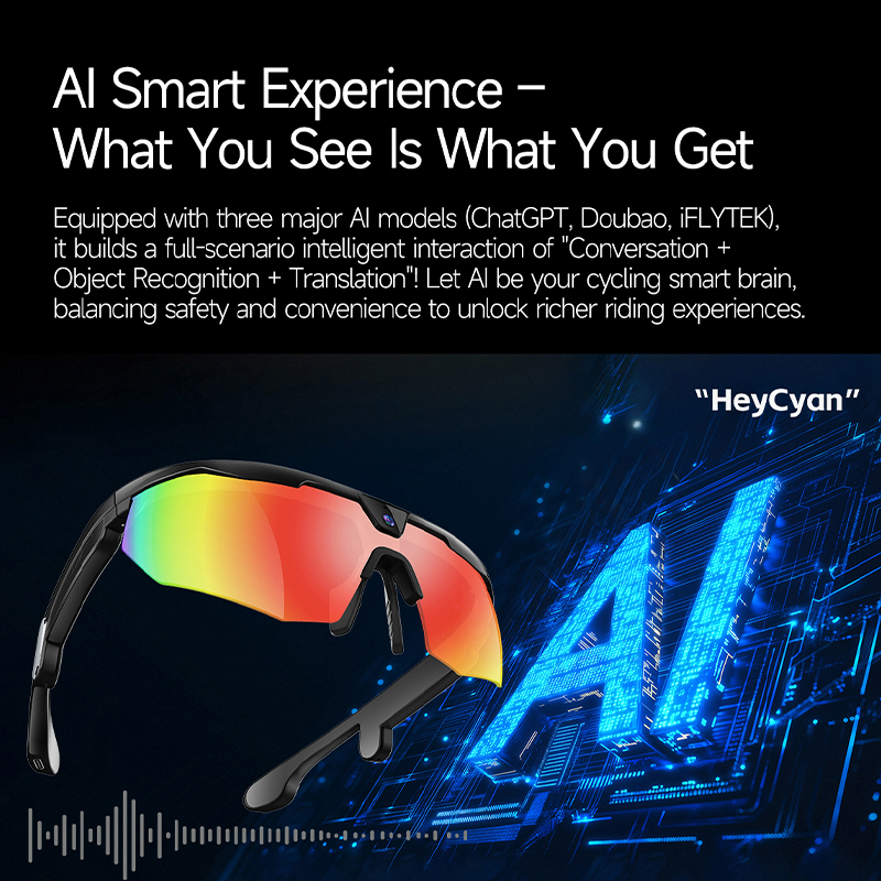 AI Real Time Translation 2026 Smart Cycling Glasses Wireless Call 8MP HD Camera Anti Shake Sports Sunglasses IP66 Dust Resistant