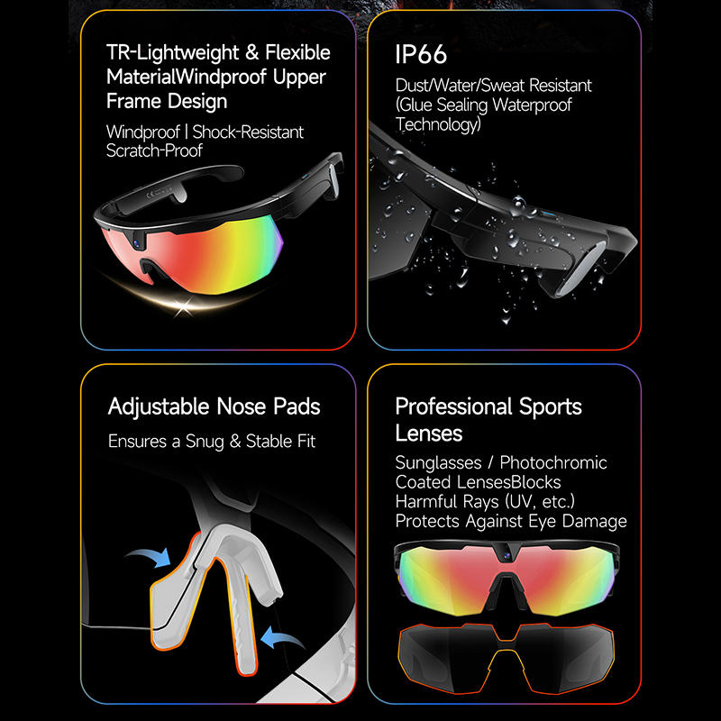 AI Real Time Translation 2026 Smart Cycling Glasses Wireless Call 8MP HD Camera Anti Shake Sports Sunglasses IP66 Dust Resistant - Image 6