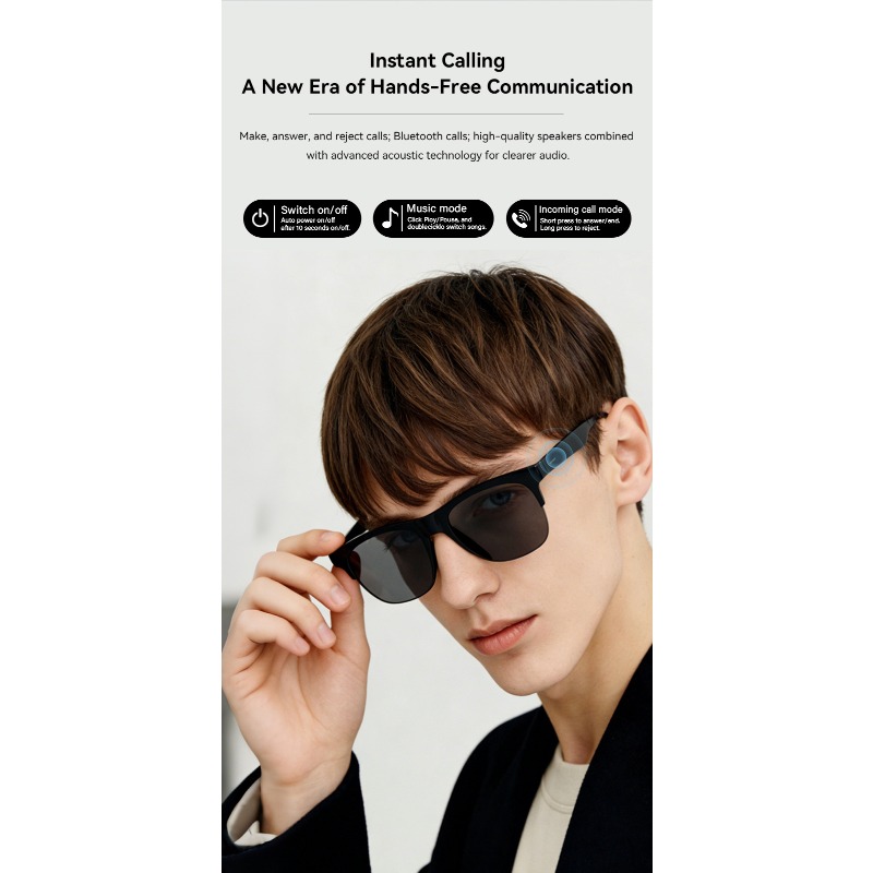 Smart AI Bluetooth Sunglasses Glasses Call Outdoor Sports Headphones HIFI Black Technology Anti-touch UV for Men and Women New - Image 6