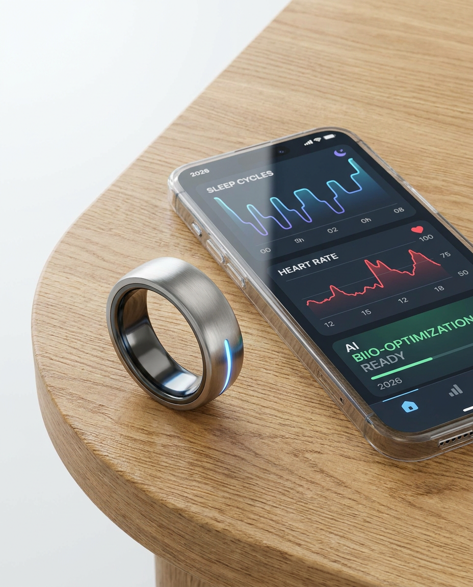 2026 AI Smart Ring - Titanium Alloy Fitness Tracker, Heart Rate & SpO2 Monitor