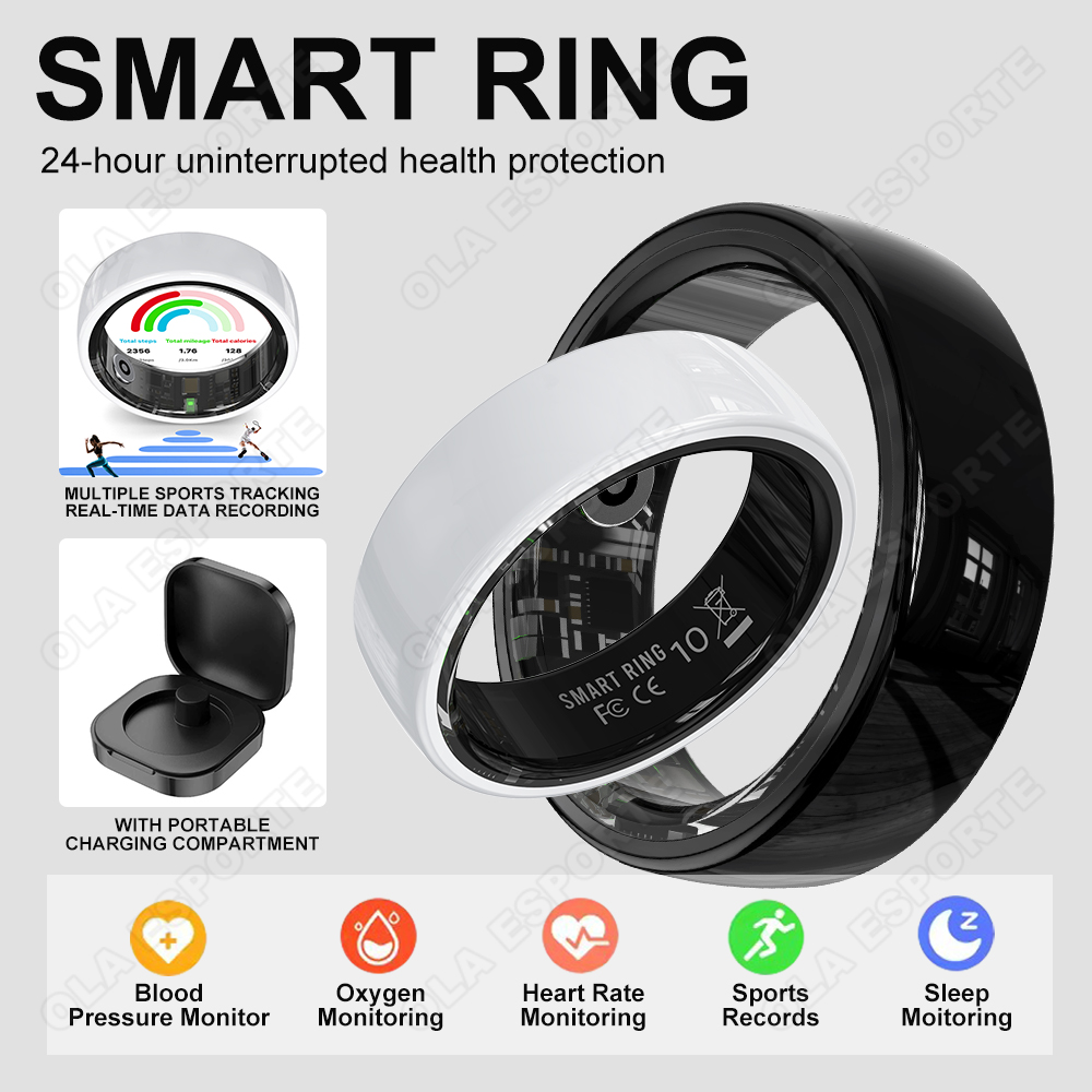 2026 New Ceramics Smart Ring Health Tracker With Blood Pressure/Oxygen/Heart Rate Monitor Sleep & Sports Tracking IP68 Waterproof