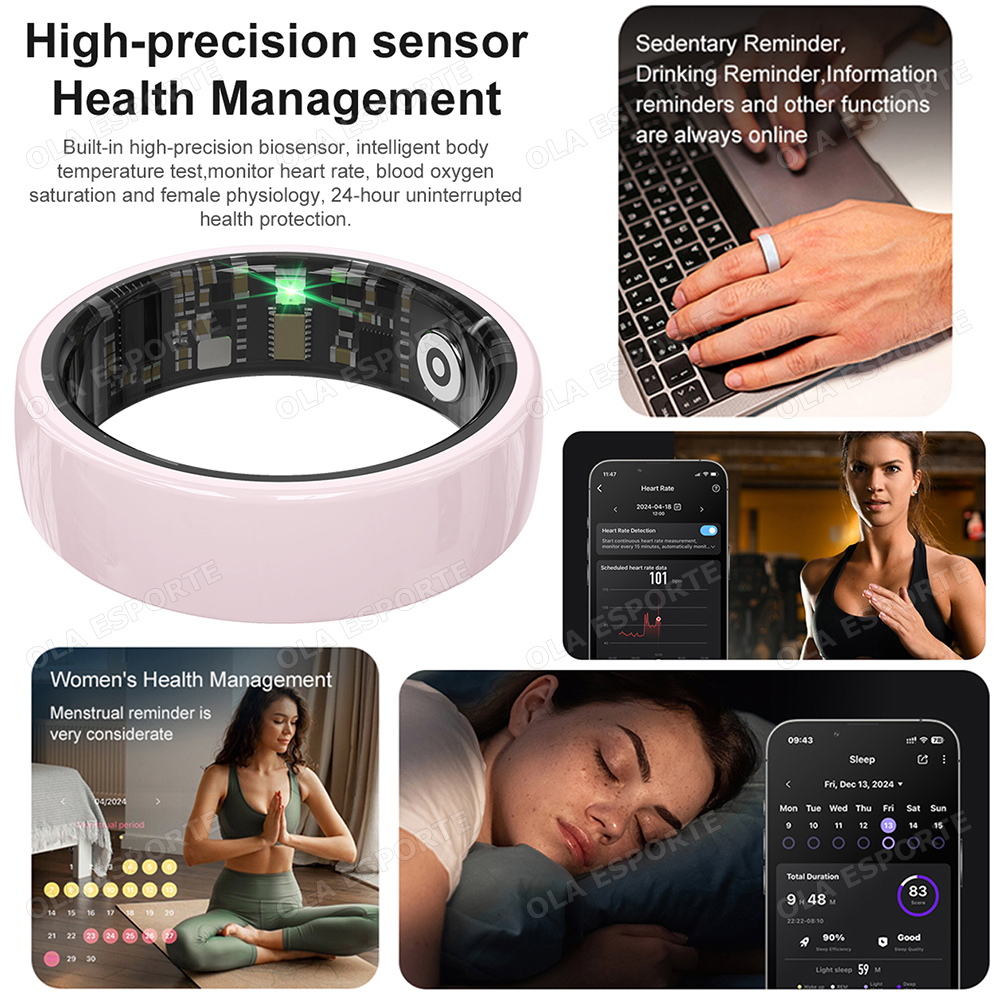 2026 New Ceramics Smart Ring Health Tracker With Blood Pressure/Oxygen/Heart Rate Monitor Sleep & Sports Tracking IP68 Waterproof