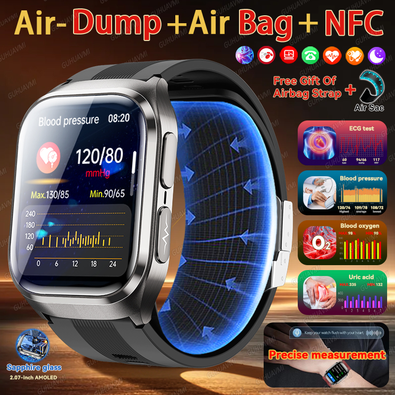 2026 New Upgrade AI Diagnostic  Airbag Precise Blood Pressure Health Smart Watch Uric Acid ECG Blood lipids Smartwatch Men Women