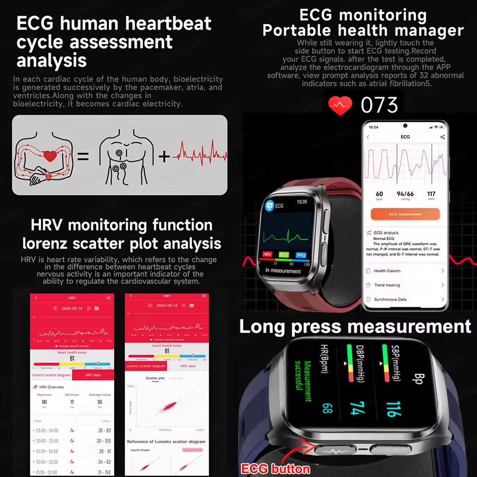 2026 New Upgrade AI Diagnostic  Airbag Precise Blood Pressure Health Smart Watch Uric Acid ECG Blood lipids Smartwatch Men Women - Image 3