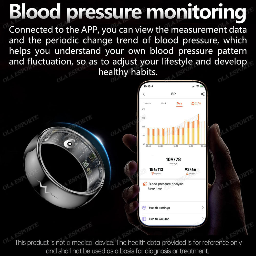 AI ECG Detection Smart Ring Blood Pressure, Heart Rate, Body Temperature Monitor, Waterproof Multiple Sport Track Men Women Rings - Image 4