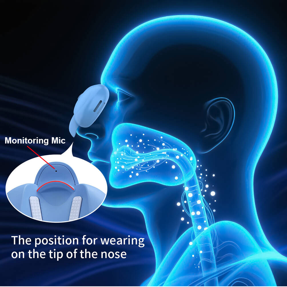 AI Smart Anti-Snoring Device with Strap Detecting Snoring Sounds 40 Decibel Start Nose Massage Adjust High Low Vibration Improve