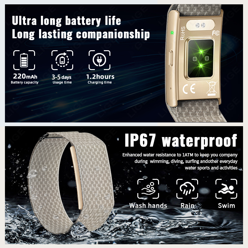 LIGE Audio Recording Translator Smart Bracelet Sport Fitness Band Health Monitor Smart Watch AI Transcription 1GB Voice Recorder - Image 6
