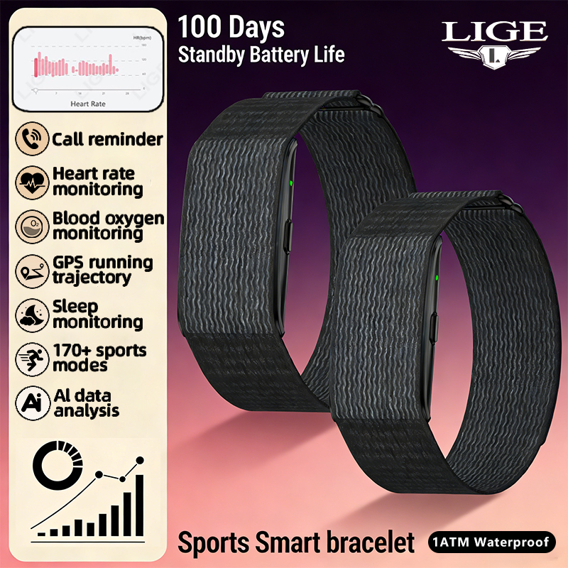 LIGE NO Screen Smart Wristbands With Heart Rate Sleep AI Health Monitor Report Smart Bracelet Incoming Call Notification Watches
