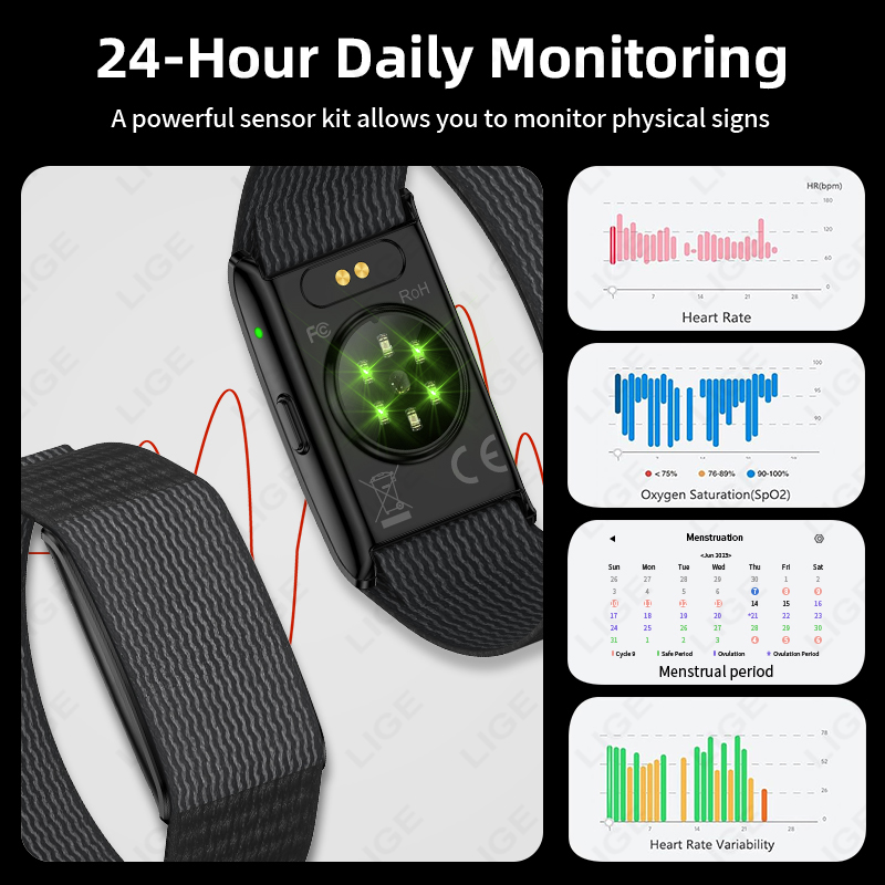 LIGE NO Screen Smart Wristbands With Heart Rate Sleep AI Health Monitor Report Smart Bracelet Incoming Call Notification Watches - Image 3