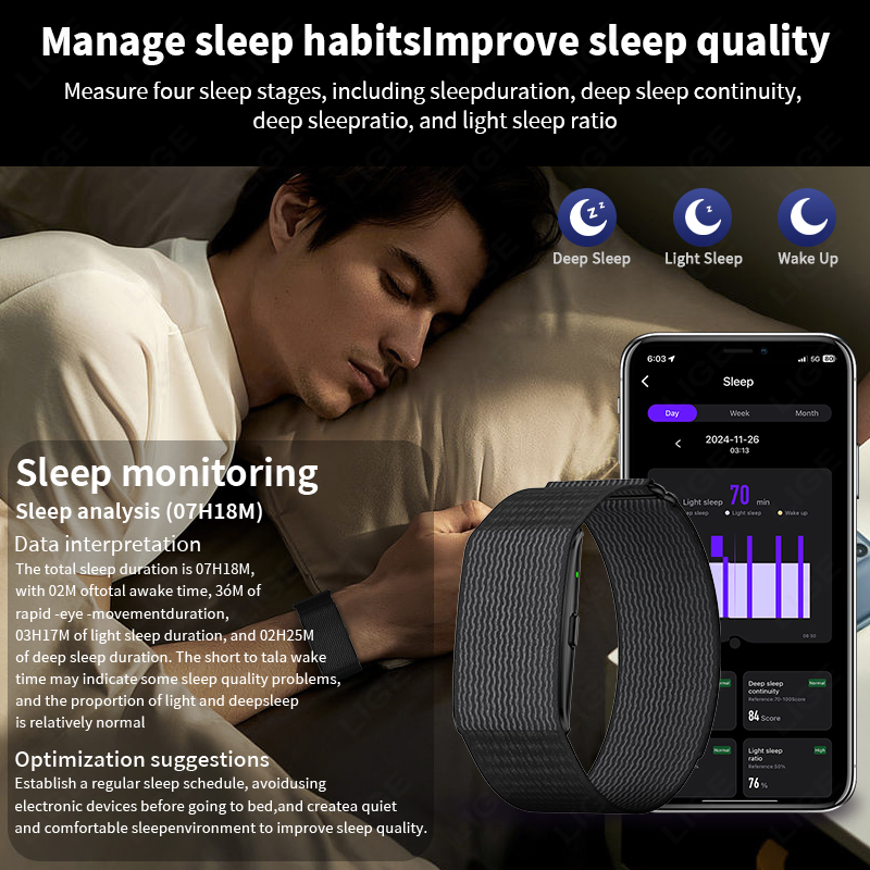 LIGE NO Screen Smart Wristbands With Heart Rate Sleep AI Health Monitor Report Smart Bracelet Incoming Call Notification Watches - Image 5