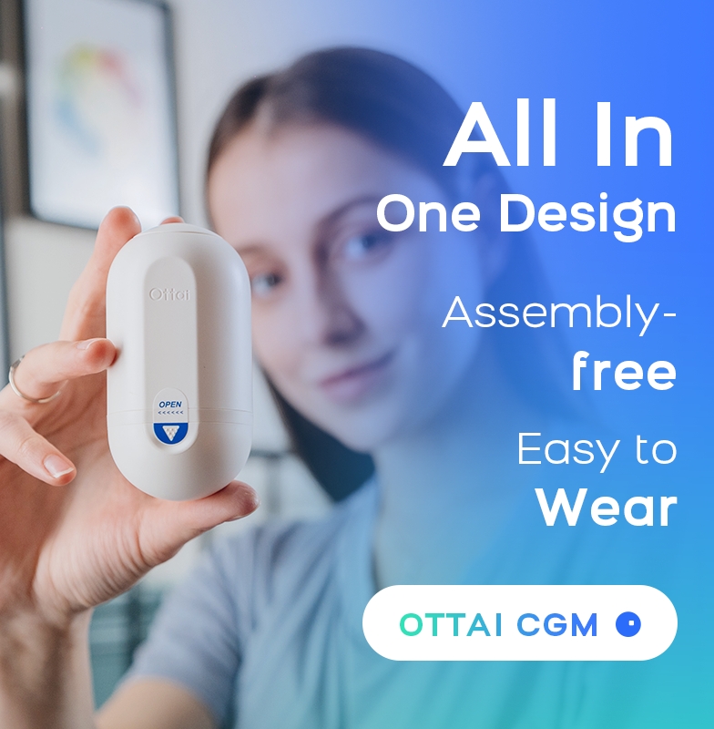 Ottai CGM Continuous Glucose Monitor Painless CGM 3 Full Test for 42 Days AI Smart Blood Glucose Meter