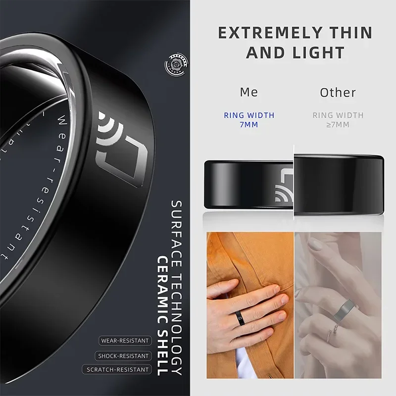 R20 NFC Access Control Smart Ring Ceramic Sheel 7mm Ultra Thin Ring Fitness Tracker IP68 Waterproof Health Monitor Finger Ring - Image 3
