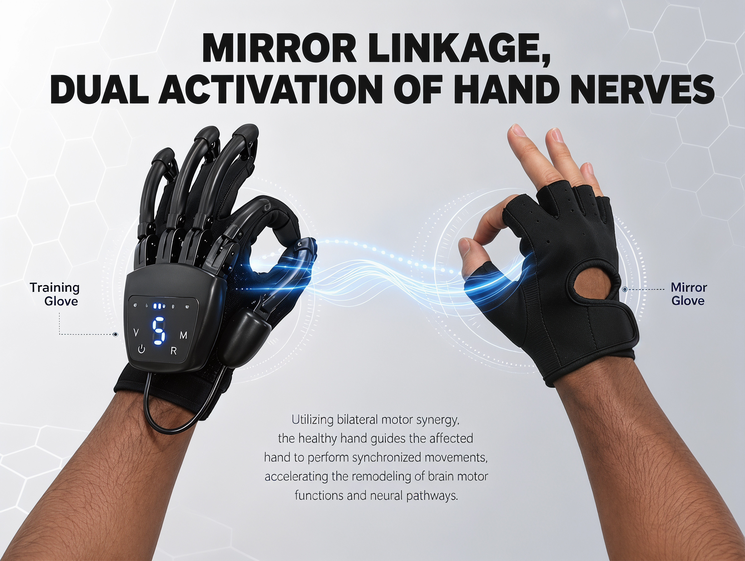 USB Electric Hand Training Robot Gloves, Adjustable Resistance Mechanical Hand Exoskeleton Glove Ergonomic Hand Exerciser - Image 4