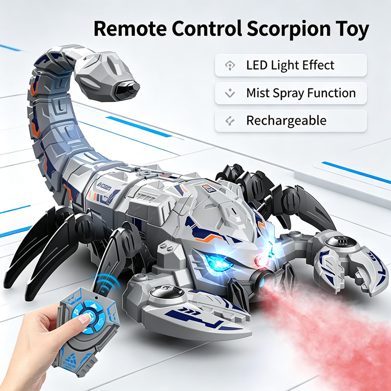 2.4G RC Mechanical Scorpion Remote Control Animals Electric Toy Mecha Scorpions with Sound Light Spray Model Toys for Boy Gifts