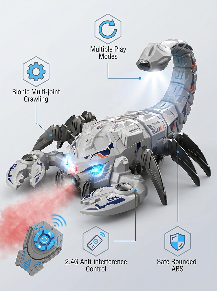 2.4G RC Mechanical Scorpion Remote Control Animals Electric Toy Mecha Scorpions with Sound Light Spray Model Toys for Boy Gifts - Image 4