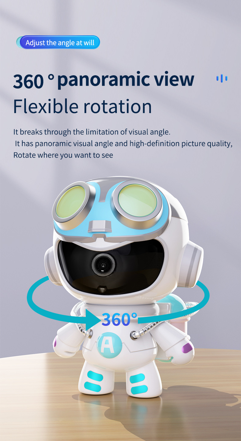 2MP 1080P V360pro APP Full Color Robot  IP Camera Wireless PTZ  Auto Tracking Intercom Baby Monitor Robot Man Security Monitor - Image 4