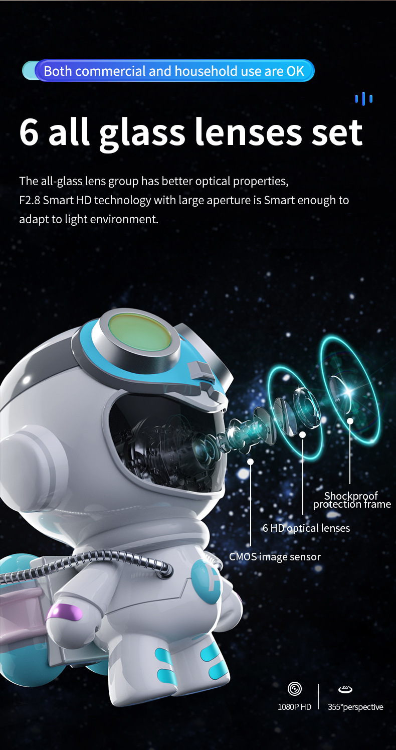 2MP 1080P V360pro APP Full Color Robot  IP Camera Wireless PTZ  Auto Tracking Intercom Baby Monitor Robot Man Security Monitor - Image 5