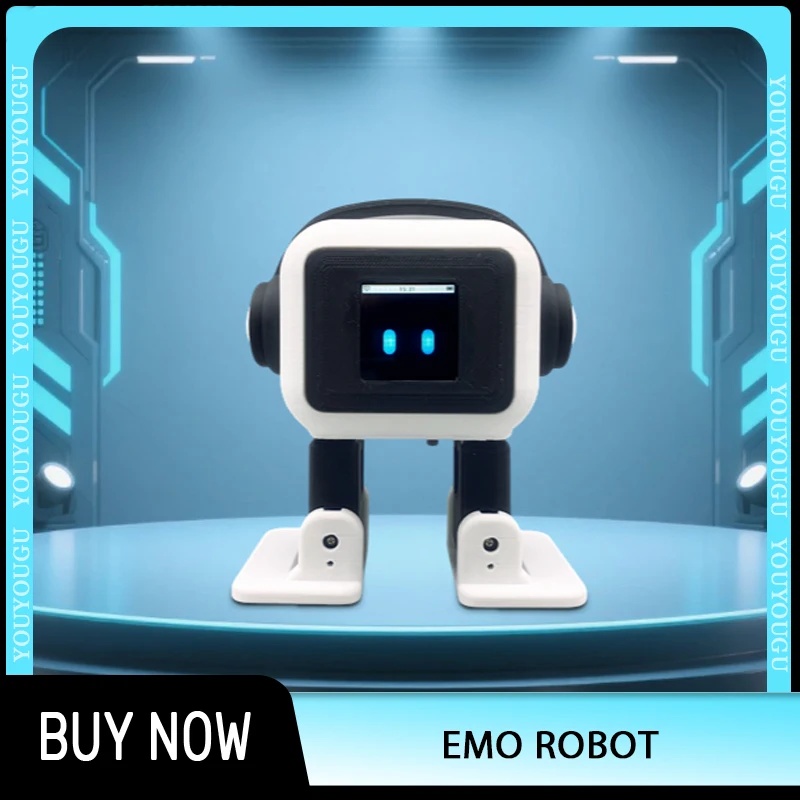AI EMO Robot ESP32-S3 Main Control 1.54inches Screen Intelligent Interactive Robot Voiceprint Recognition Companion for Child