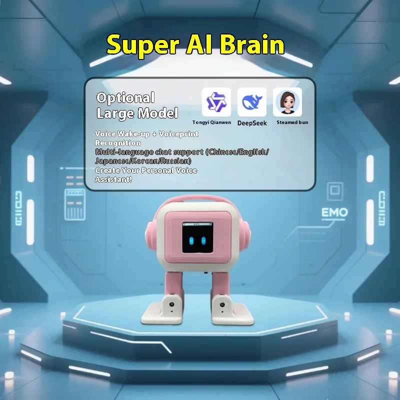 AI EMO Robot ESP32-S3 Main Control 1.54inches Screen Intelligent Interactive Robot Voiceprint Recognition Companion for Child
