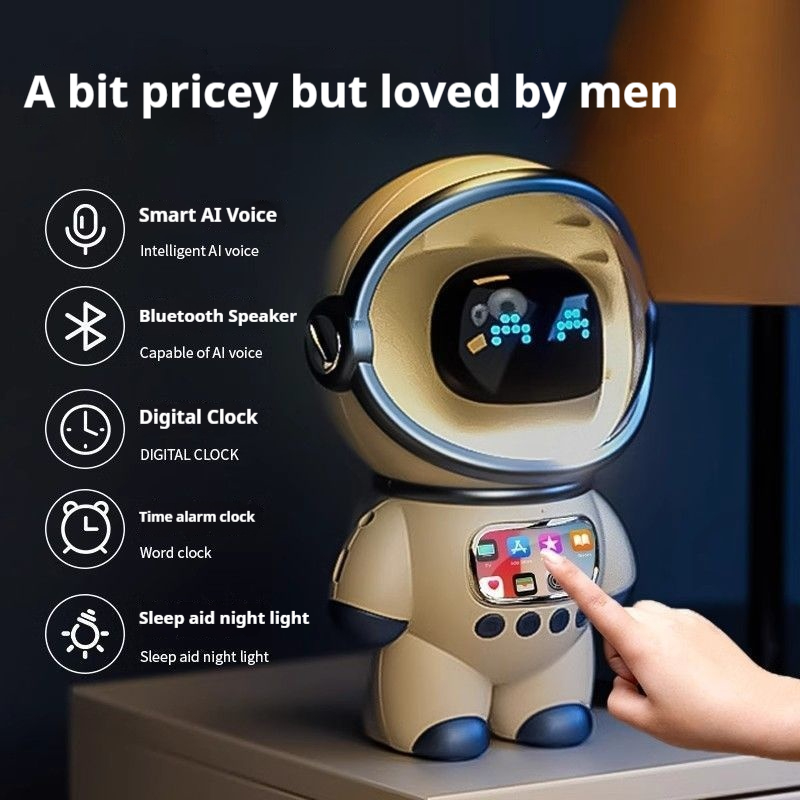 Ai Smart Ai Voice Chat Robot Bluetooth Speaker Digital Alarm Clock Sleep Aid Night Light Home Kids Companion Festival Gift