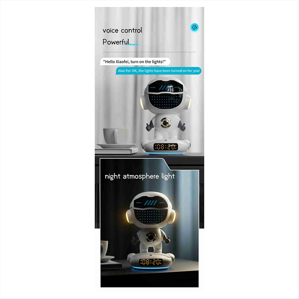 DT36 M80 AI Robot Smart AI Speaker Alarm Clock FM Radio Wireless Bluetooth Speaker RGB Light for Boy Girl Student Gift