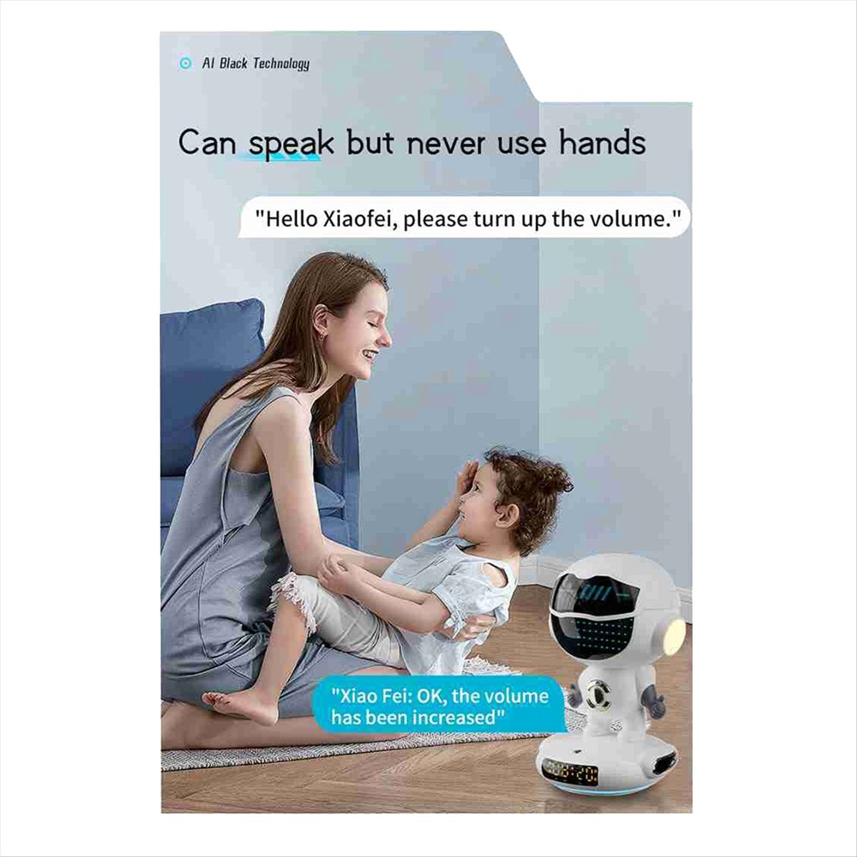 DT36 M80 AI Robot Smart AI Speaker Alarm Clock FM Radio Wireless Bluetooth Speaker RGB Light for Boy Girl Student Gift