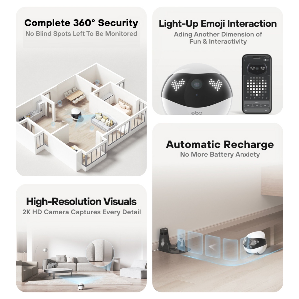 Enabot EBO AIR2 Intelligent Robot Wireless Camera Robot Remote Monitoring Pet Companion Robot Realtime Control Custom Gift - Image 6