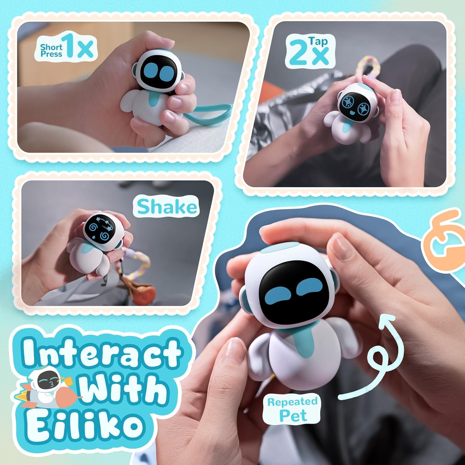 ENERGIZE LAB Eiliko Aquamarine  Your Tiny AI Charm Robot That Matches Every Daily Outfit, Fun Electronic Pendant Toys For Kids - Image 3