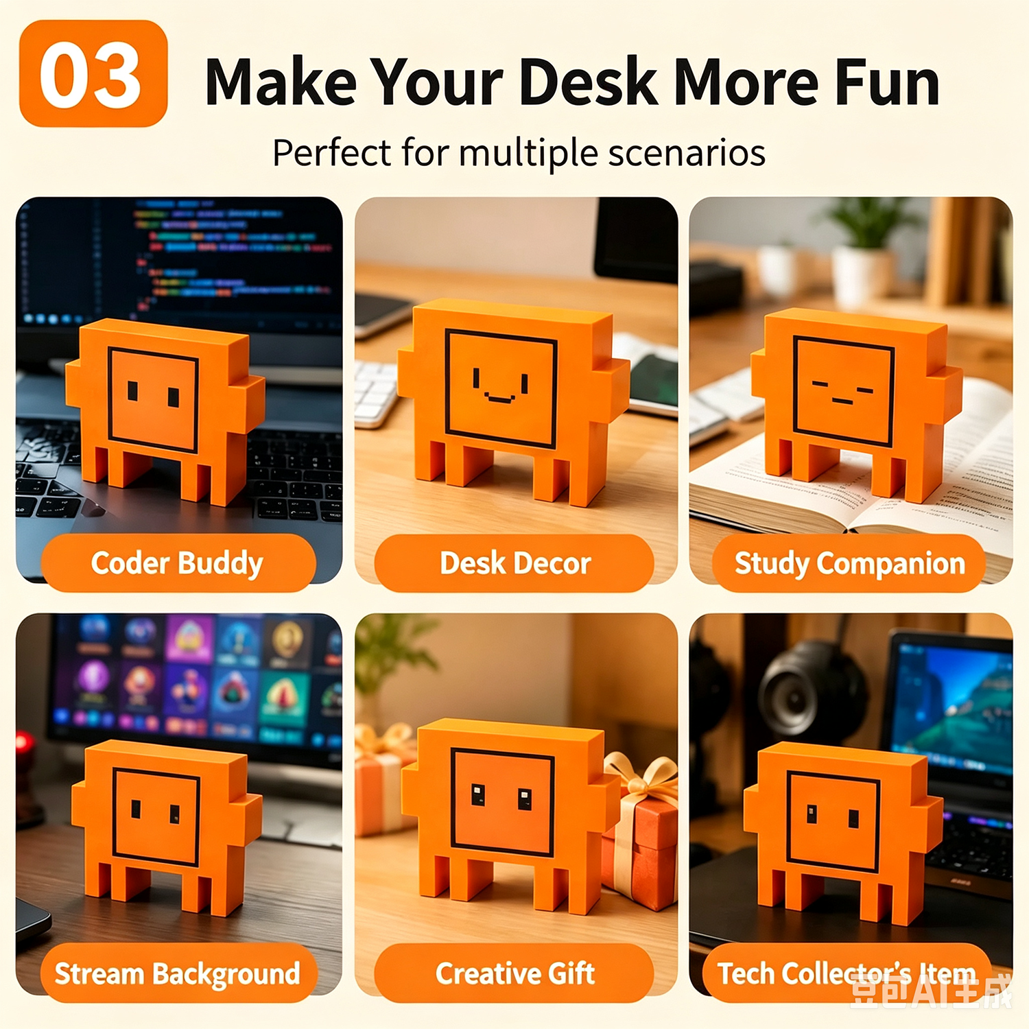 For Claude Clawd Mochi Desktop Pet AI Working Status Light 3D Printed AI Desktop Expression Robot For Claude LCD USB Wired Tool