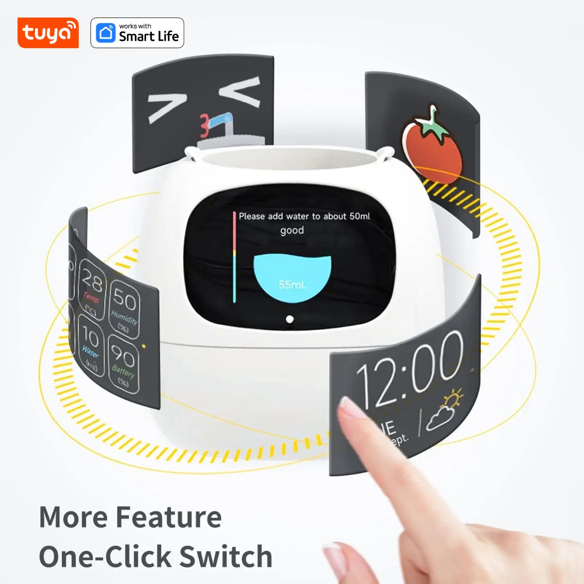 Gen1 Tuya lvy Plant care, made effortless, Al Plant Faces -See Feelings, Fix Needs  5 Interactive Gestures Unlock Playful Life