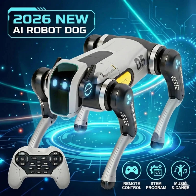 High Tech AI Bionic Robot Dog Remote Control Voice Touch Interaction Custom Programming Dance Music Kids Holiday Toy