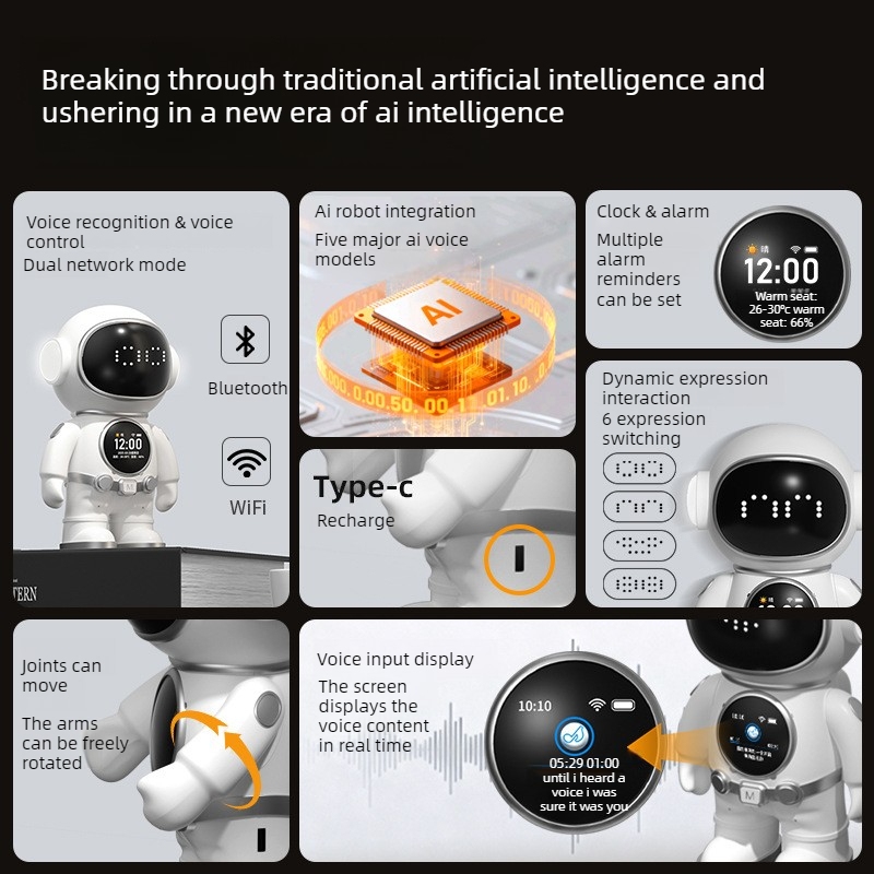 Intelligent AI Chat Robot Portable Story Astronaut Learning Interactive Educational Robot Toy WiFi Bluetooth Speaker