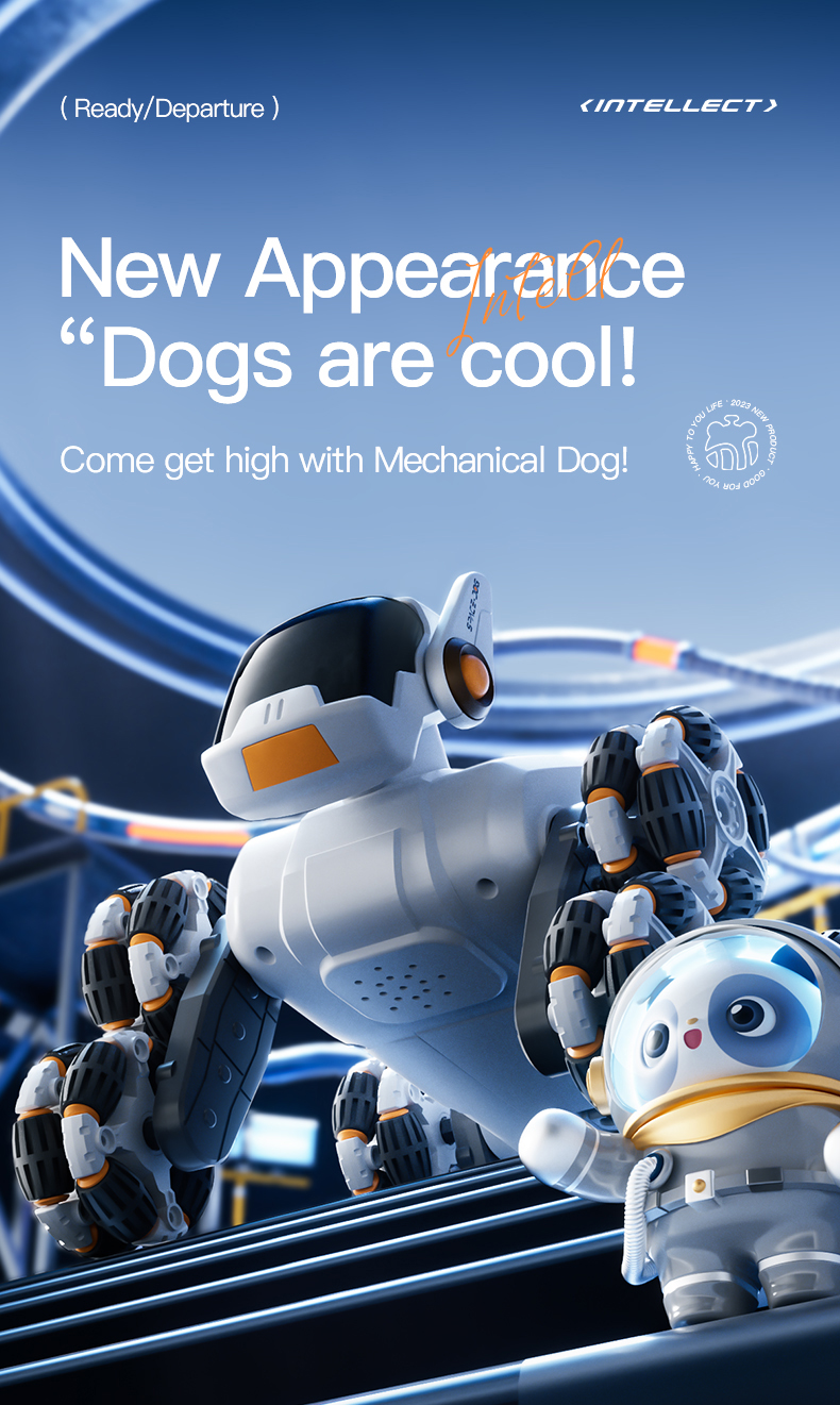 Intelligent Electric Machine Dog Eight Wheeled Tail Spray Stunt Action Remote Control Robot With Four Skills Children