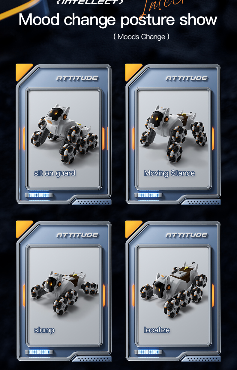 Intelligent Electric Machine Dog Eight Wheeled Tail Spray Stunt Action Remote Control Robot With Four Skills Children - Image 5
