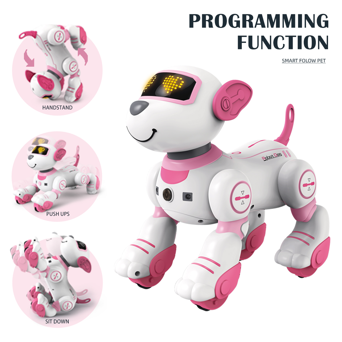 Intelligent Robot Dog Remote Control Toys, Interactive electronic pet DIY Programming Voice Function Music Song Gifts for Kids