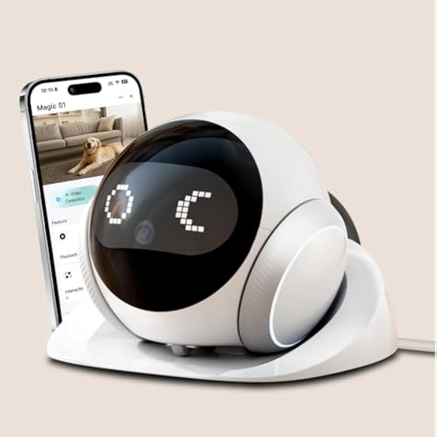 Pet Robot Camera | Indoor Movable with Auto-Recharge, 2-Way Audio, Night Vision, Smart App Control, Cats/Dogs/Baby/Elderly