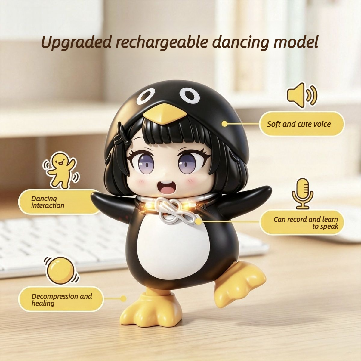 Talking, Dancing, Cooing, Quacking, Little Penguin Toy, Learning To Speak, Glowing, Intelligent Voice Decompression Toy, Charging