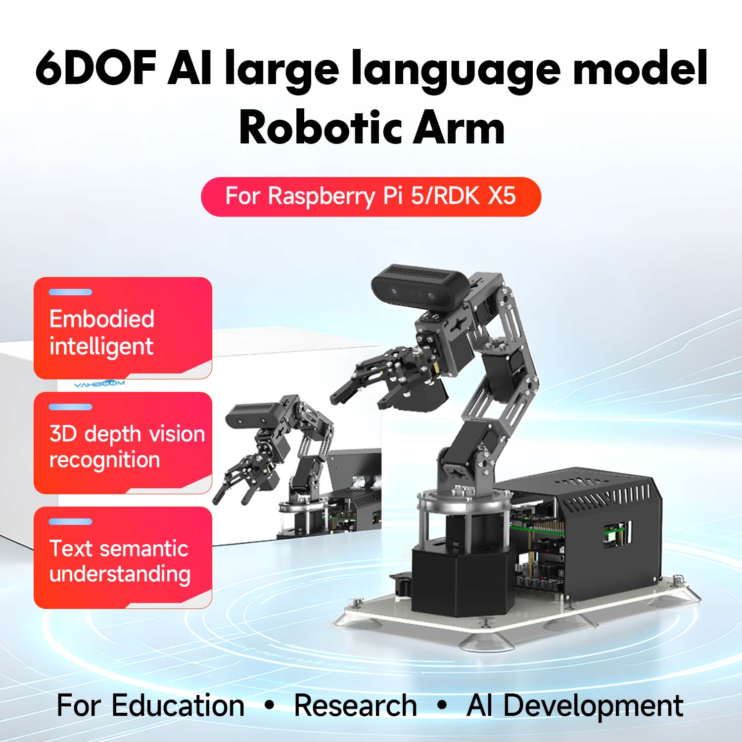 Yahboom DOFBOT Ultra High-Performance AI Robotic Arm Kit Support Python ROS2 MoveIt 3D Depth Vision for Robotics Research