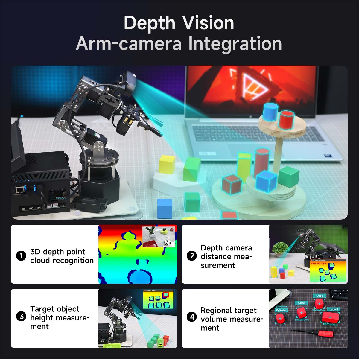 Yahboom DOFBOT Ultra High-Performance AI Robotic Arm Kit Support Python ROS2 MoveIt 3D Depth Vision for Robotics Research - Image 4
