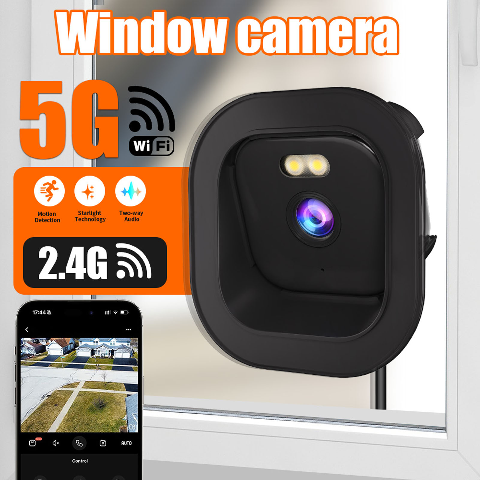 2K Window Camera AI Full Color Anti Glare Indoor Security Camera with 2.4G 5G WiFi PIR Motion Detection for Home Baby Pet Surveillance