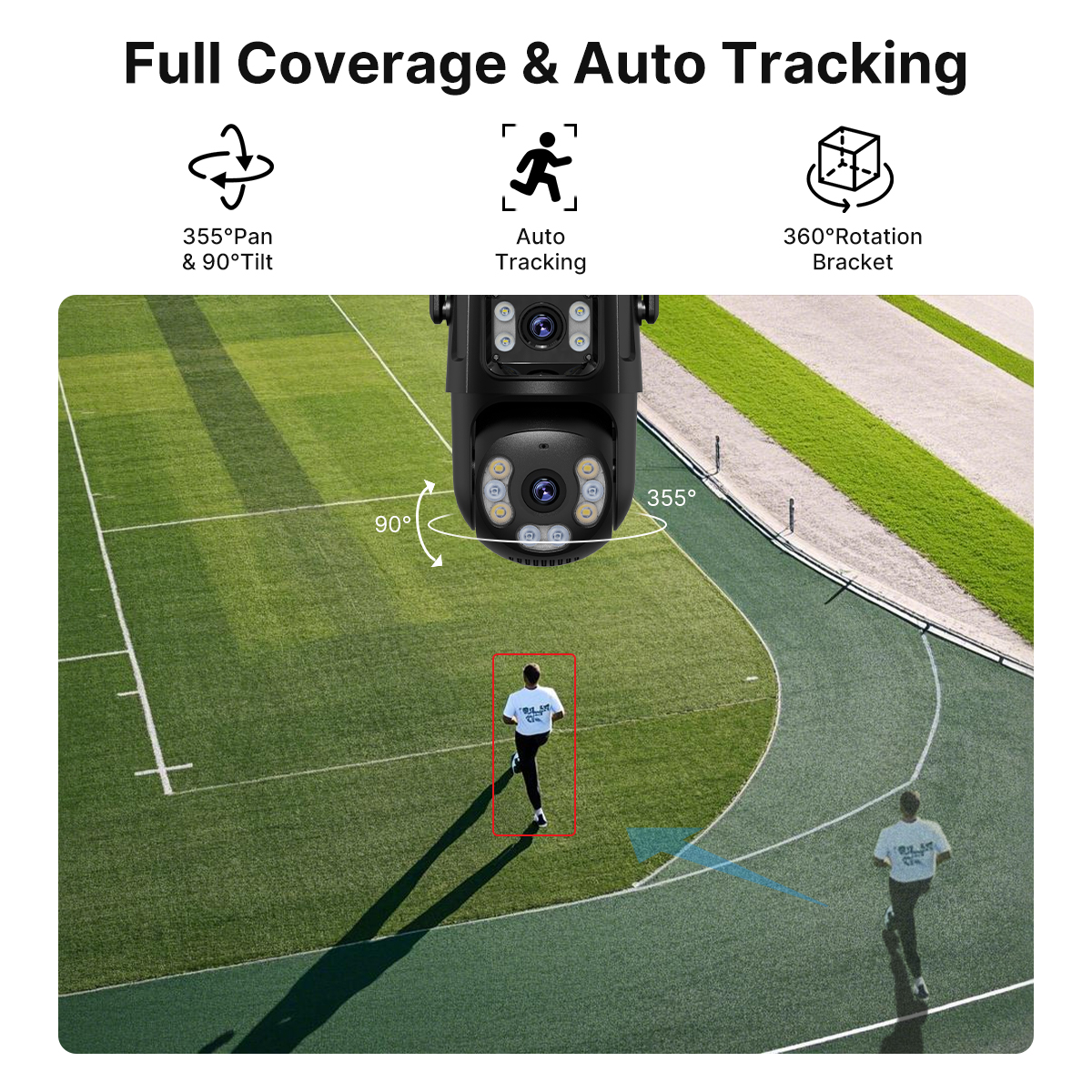 4K 8MP HD Wifi PTZ Camera Outdoor 4MP Dual Lens Dual Screen AI Auto Tracking IP Camera CCTV Audio Video Surveillance P2P iCSee - Image 4