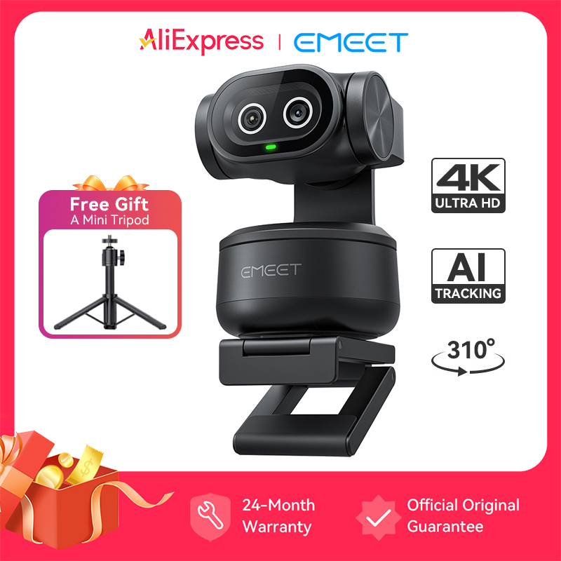 4K Webcam PTZ Web Camera Gesture Control Autofocus AI Tracking Video Camera for Streaming EMEET PIXY Dual-Camera With Sony Sensor