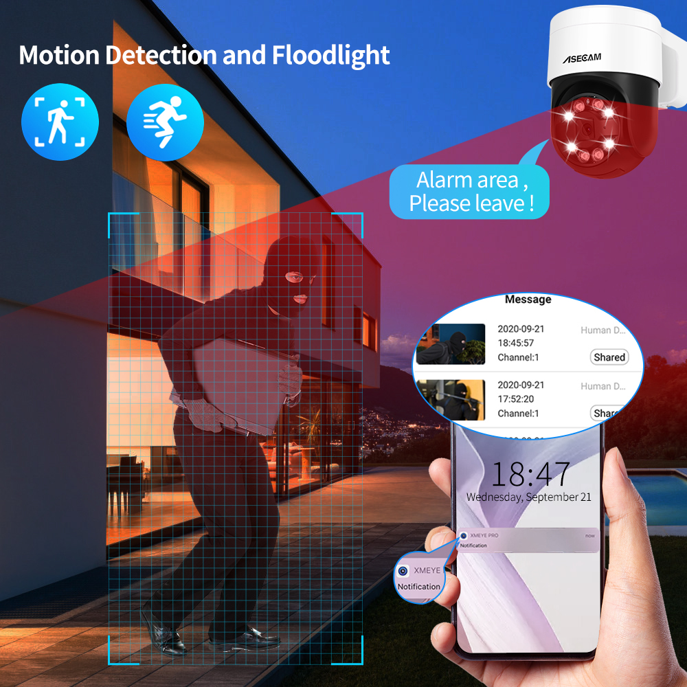 8MP 4K PTZ IP Camera Face Detection Audio POE Outdoor H.265 Onvif CCTV RTSP Color Night Vision AI Street Security Camera Xm eye - Image 6