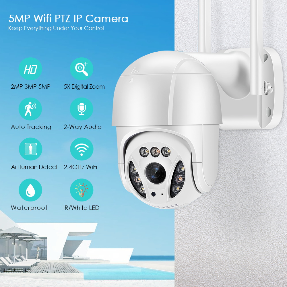 BESDER 4K 8MP 5MP Ultra HD PTZ WiFi IP Camera AI Human Detection 1080P UHD Audio IP Camera Auto Tracking P2P Video Surveillance