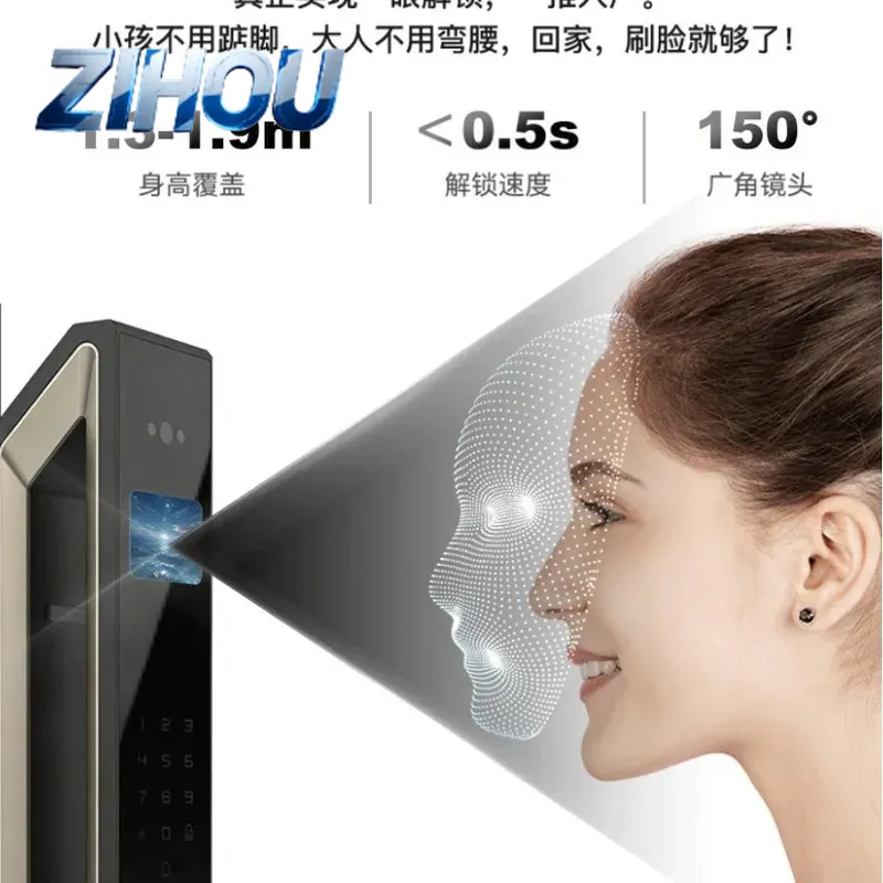 For Universal Smart Lock Fully Automatic AI Palm Vein Facial Recognition Fingerprint Password Door Lock Anti-theft Household - Image 4